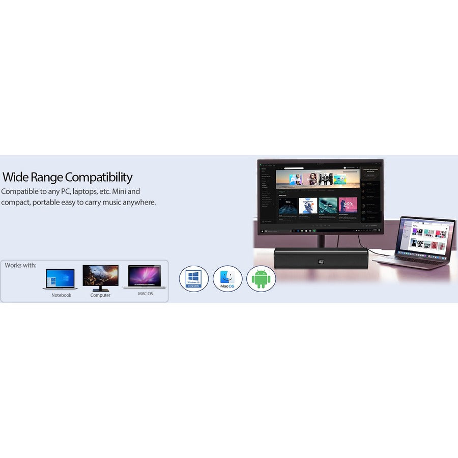 Adesso Xtream S5 USB-Powered Desktop Computer Sound Bar Speaker with Dynamic Sound- 5W x 2 - Portable Adesso Xtream S5 USB-Powered Desktop Computer Sound Bar Speaker with Dynamic Sound- 5W x 2 - Portable